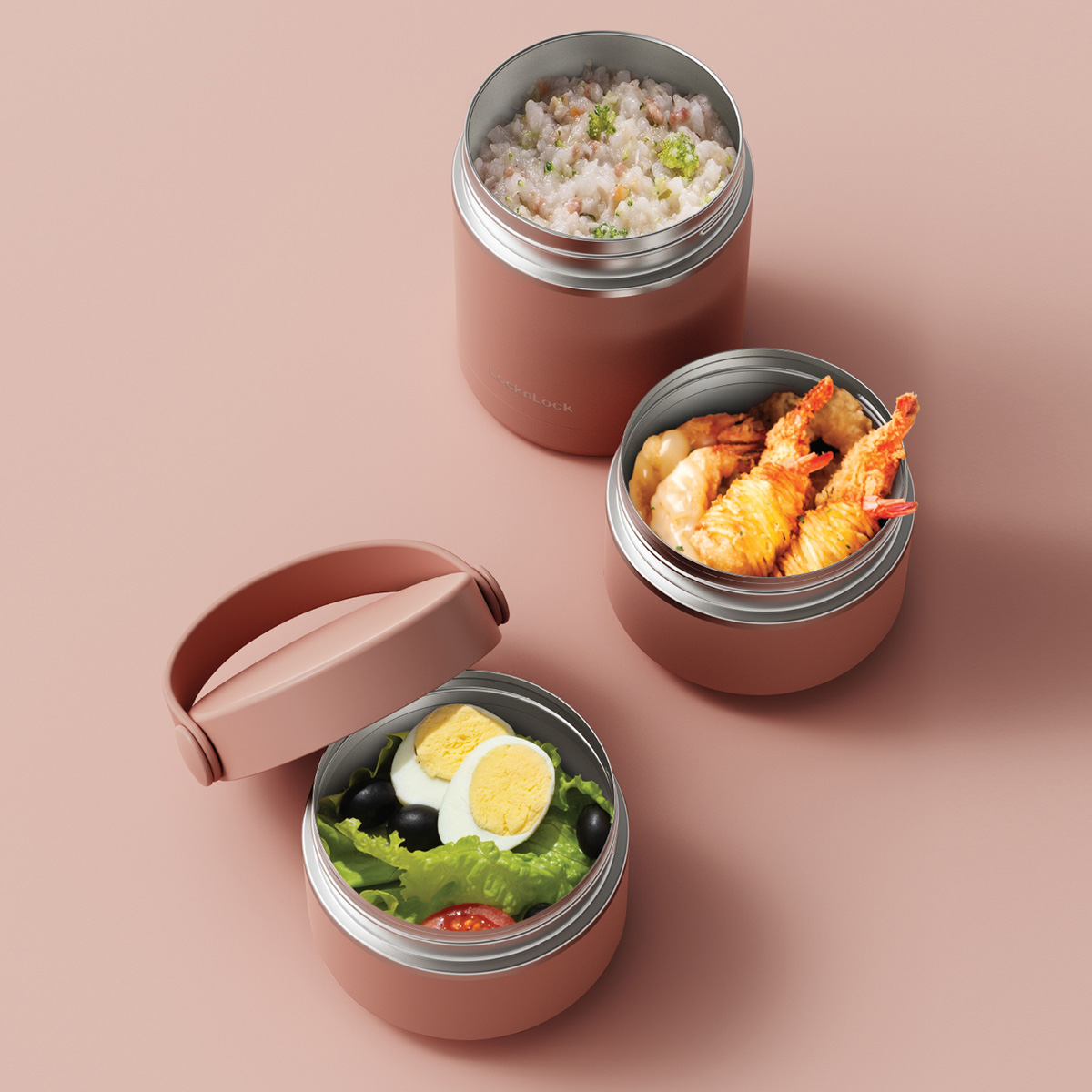 Bộ hộp cơm giữ nhiệt LocknLock Tower Vacuum Lunch Box (380MLx2, 400MLx1) - 3 màu (Be, Nâu, Xanh Lá Đậm) - LHC8058, , large image number 4